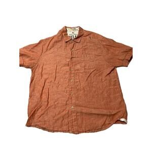Tommy Bahama Shirt Mens Large Orange Linen Relax Island Modern Beach Summer